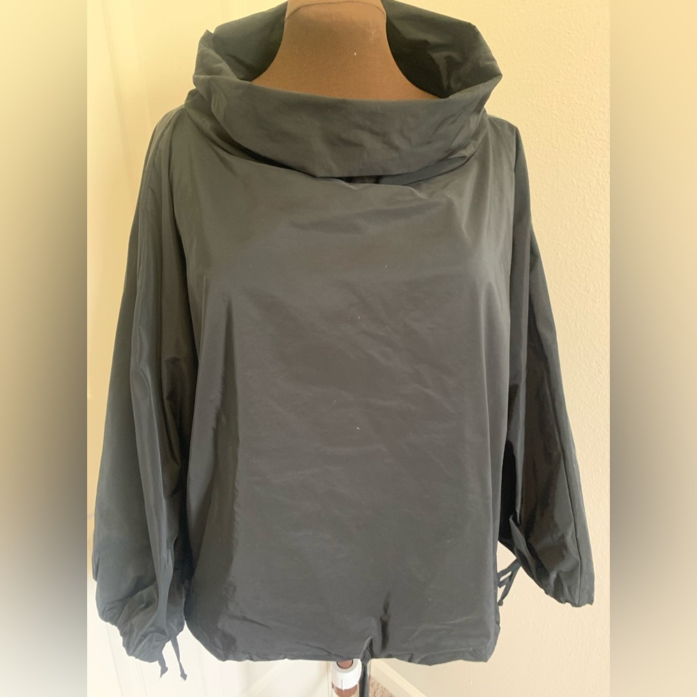 bryn Walker Black Nylon Funnel Neck Pullover Top